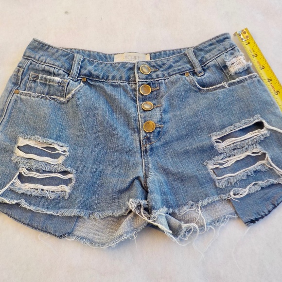 Rachel Roy High Rise Distressed Denim Shorts, Size 27 - Picture 1 of 4